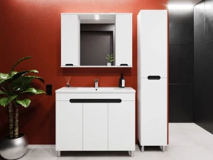 Dulap pentru baie pe podea bayro etna duo pentru chiuvetă argo/allegro 1000 alb mat