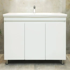 Dulap pentru baie pe podea bayro trend duo pentru chiuvetă soft 1000 alb mat