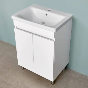 Dulap pentru baie pe podea bayro trend duo pentru lavoar soft 650 alb mat