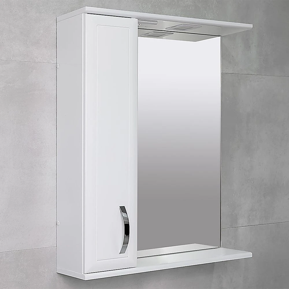 Шкаф-зеркало для ванной bayro allure 600x750 левый белый мат 2