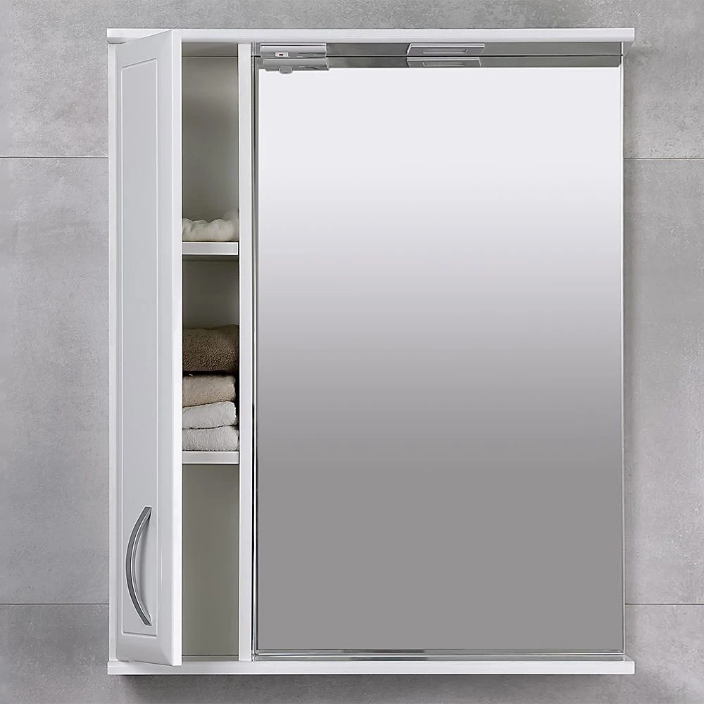 Шкаф-зеркало для ванной bayro allure 600x750 левый белый мат 3