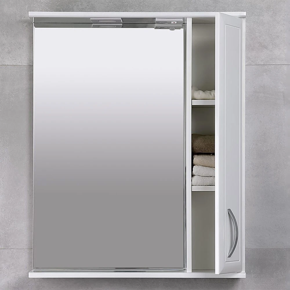 Шкаф-зеркало для ванной bayro allure 600x750 правый белый мат 3