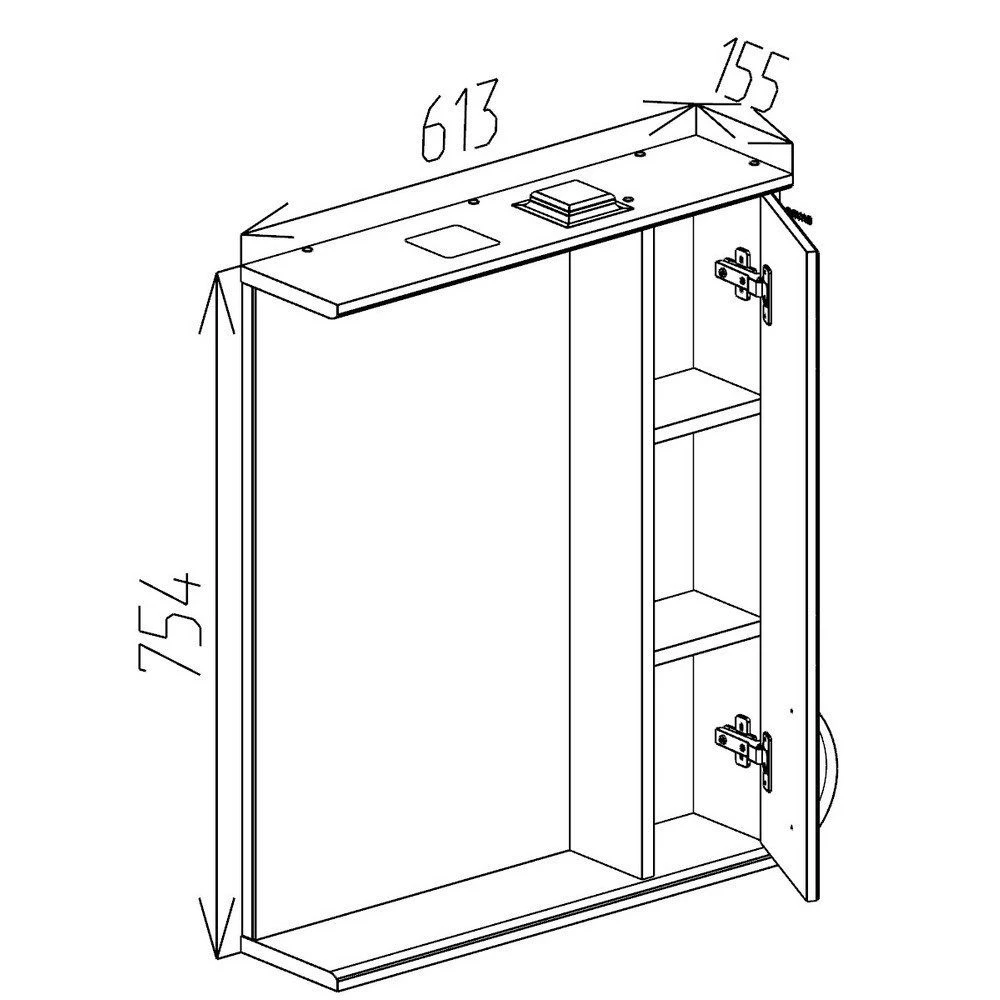 Шкаф-зеркало для ванной bayro allure 600x750 правый белый мат 4