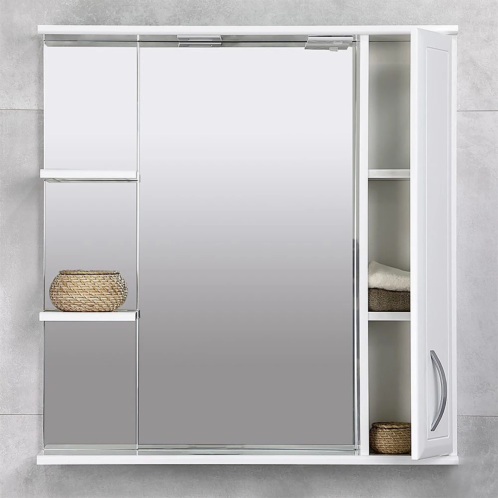 Шкаф-зеркало для ванной bayro allure 800x750 правый белый мат 3