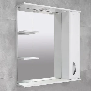Шкаф-зеркало для ванной bayro allure 800x750 правый белый мат Thumbnail 2