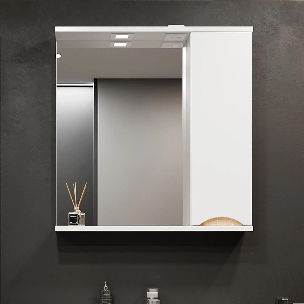 Шкаф-зеркало для ванной bayro elara 650x750 правый белый мат 5