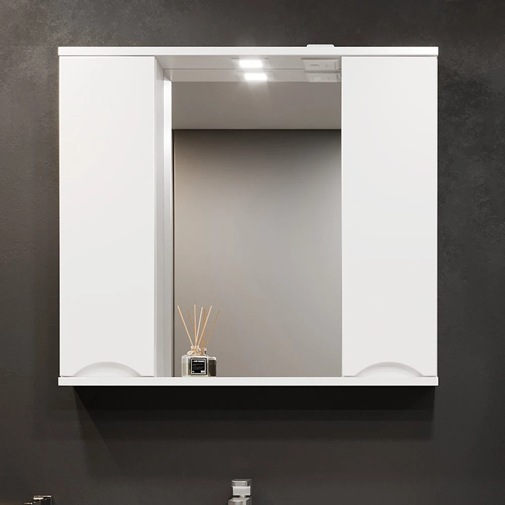 Шкаф-зеркало для ванной bayro elara duo 860x750 белый мат 4