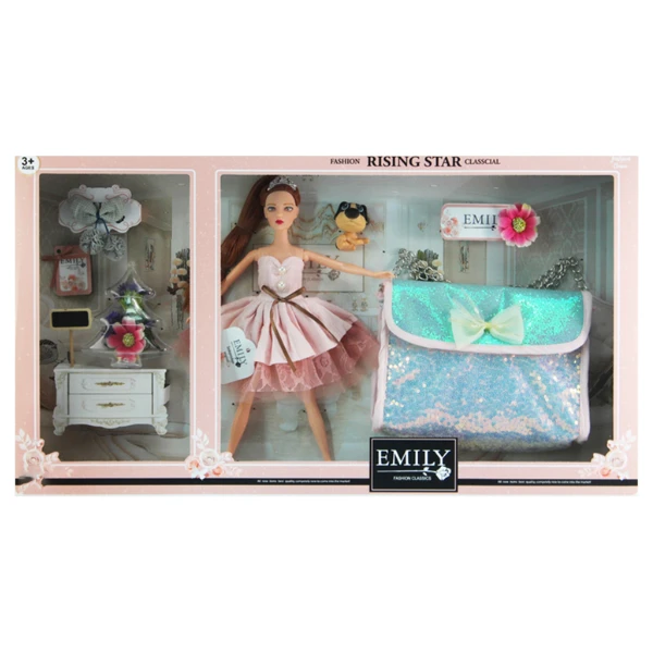 Set de joc: păpușa emily cu accesorii + geanta pentru copii 3