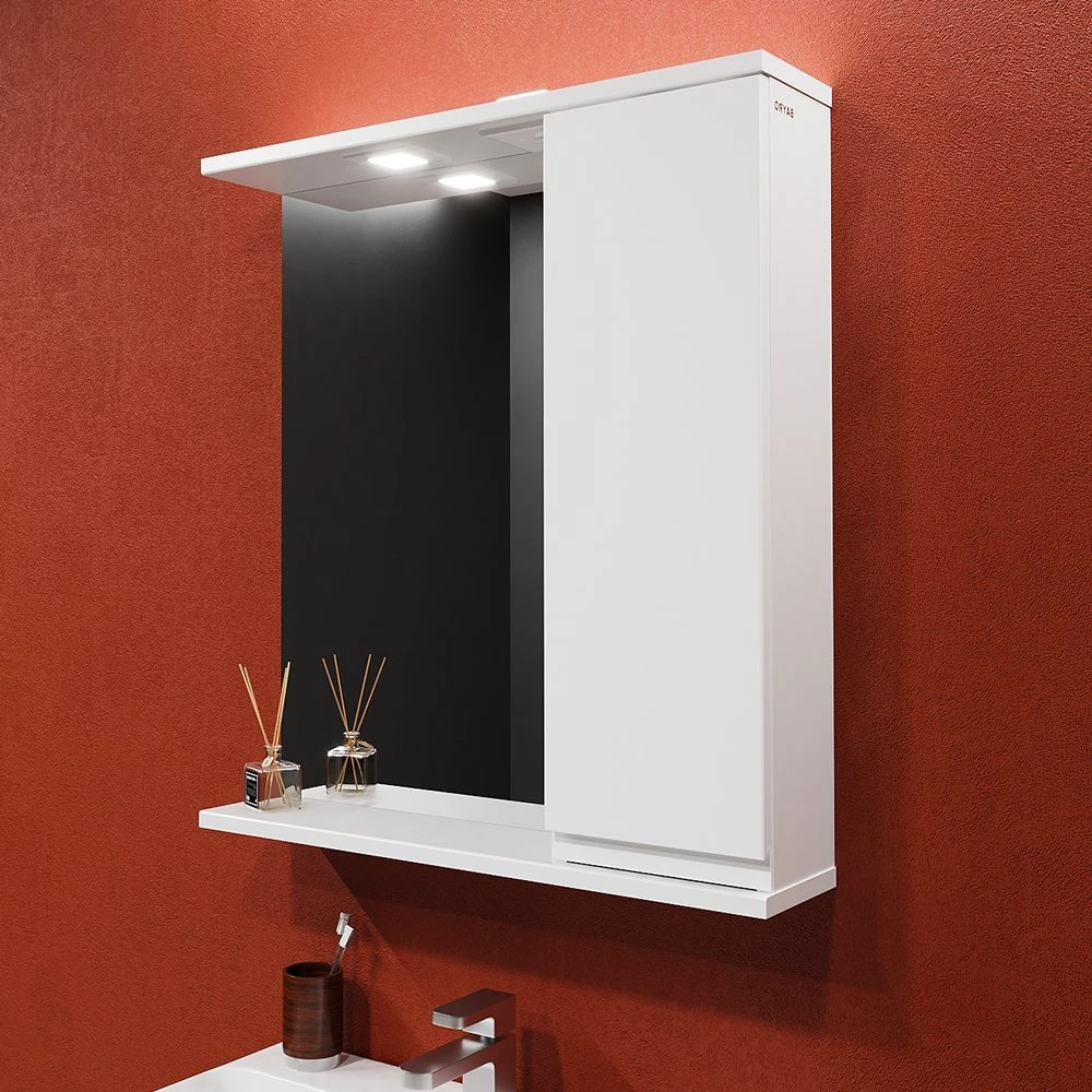 Шкаф-зеркало для ванной bayro studio 600x750 правый белый мат 2