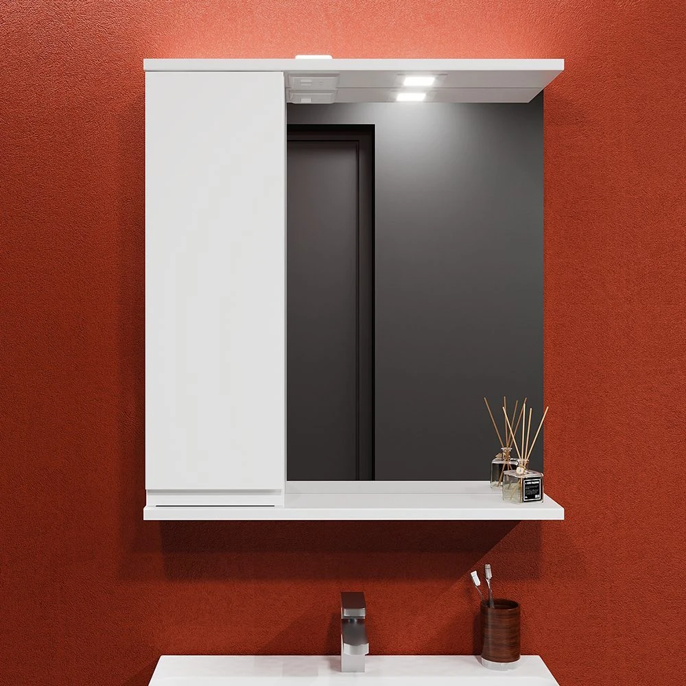 Dulap-oglindă pentru baie bayro studio 700x750 stâng alb mat 2