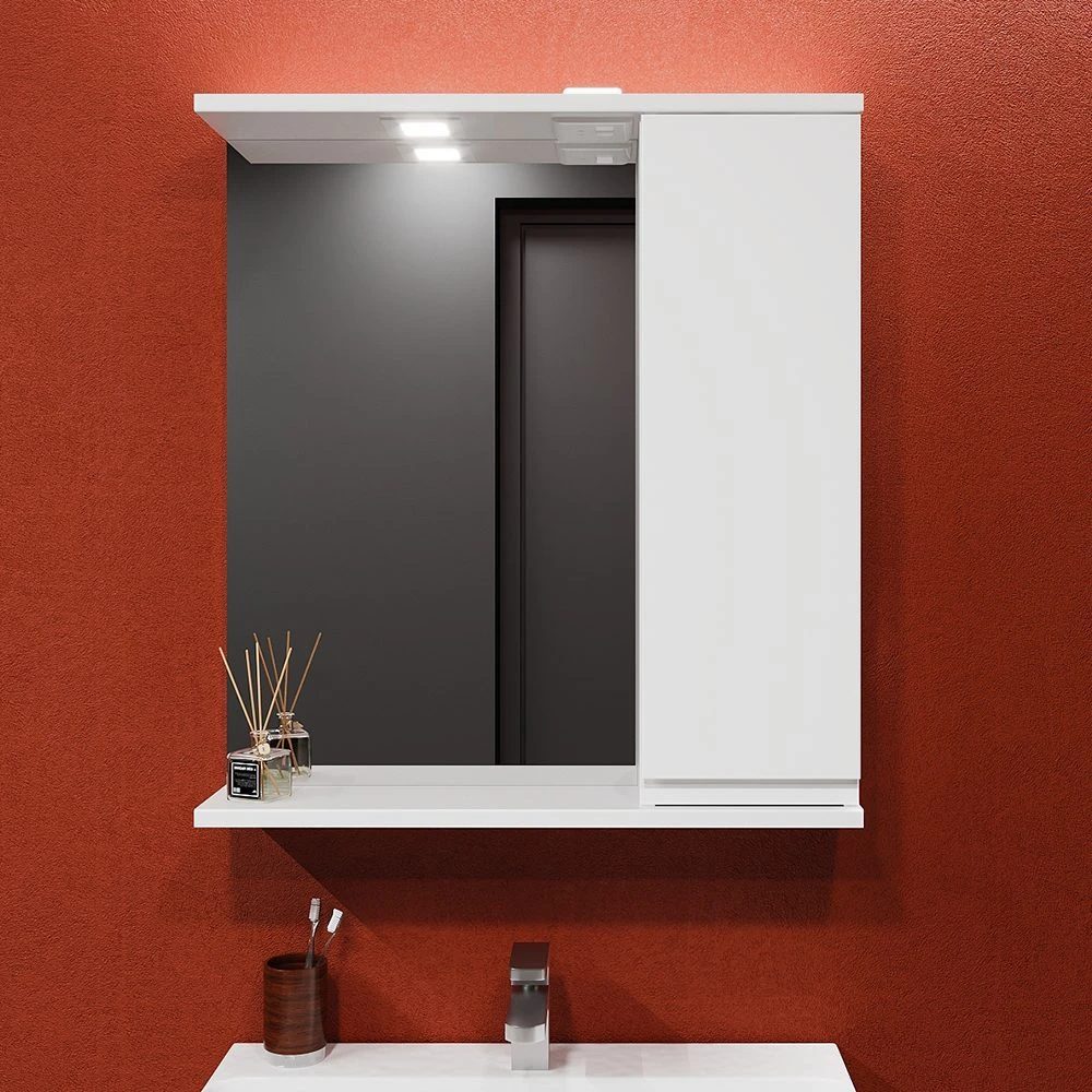 Dulap-oglindă pentru baie bayro studio 700x750 drept alb mat 2