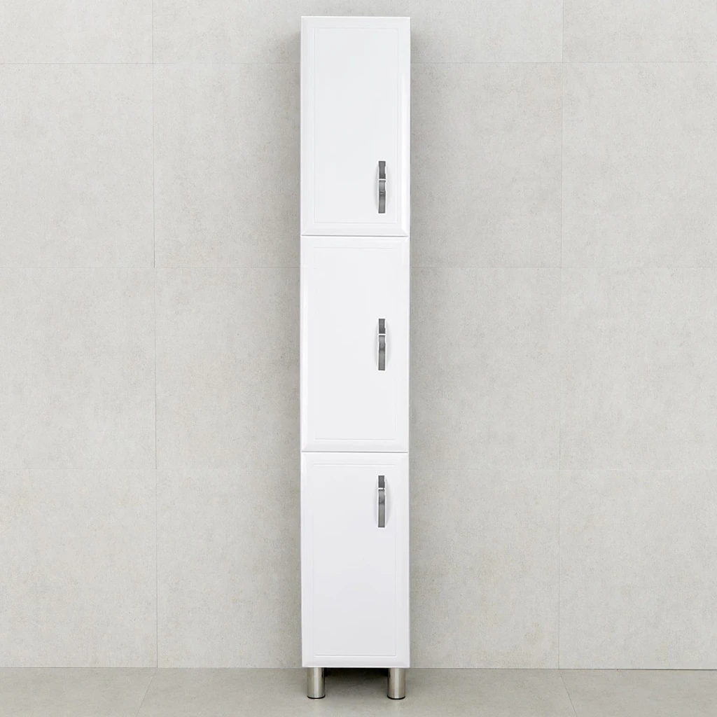 Dulap înalt pentru baie pe pardoseală bayro allure 300x1900 universal alb mat 2
