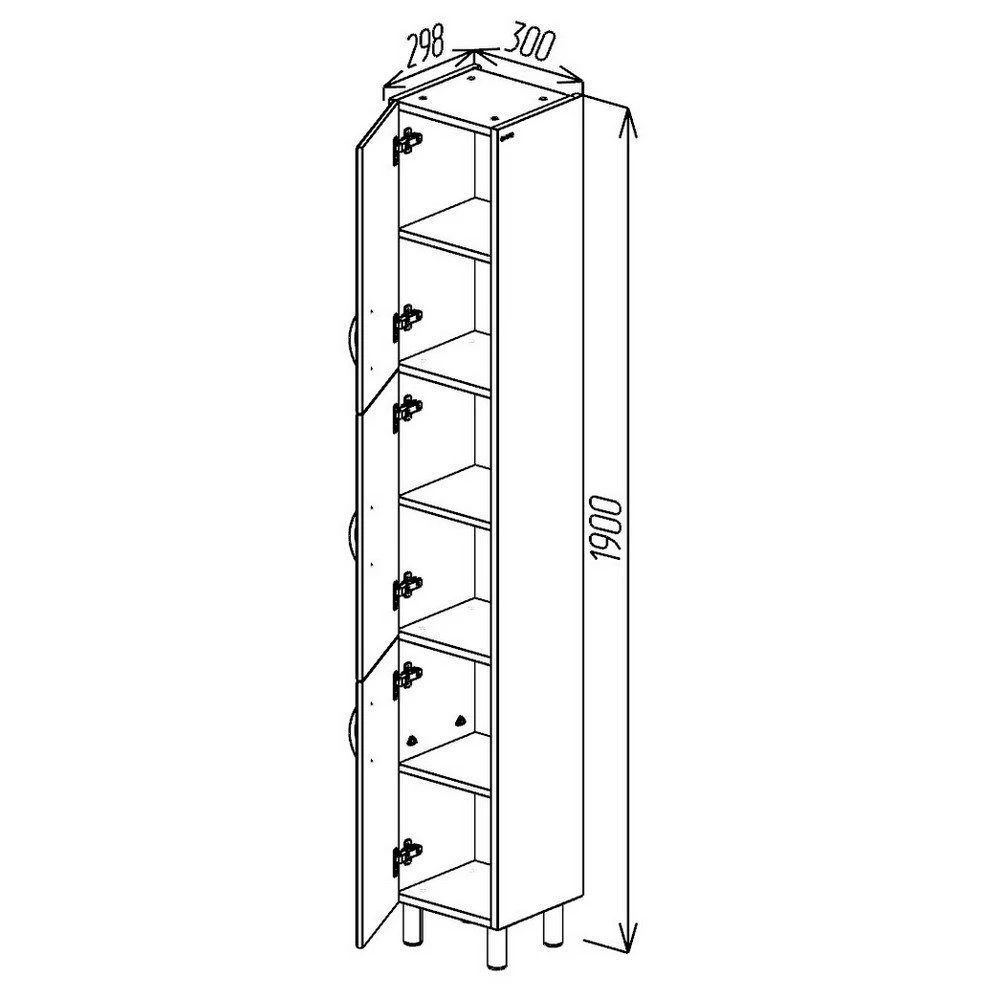 Шкаф-пенал напольный bayro allure 300x1900 универсальный белый мат 4