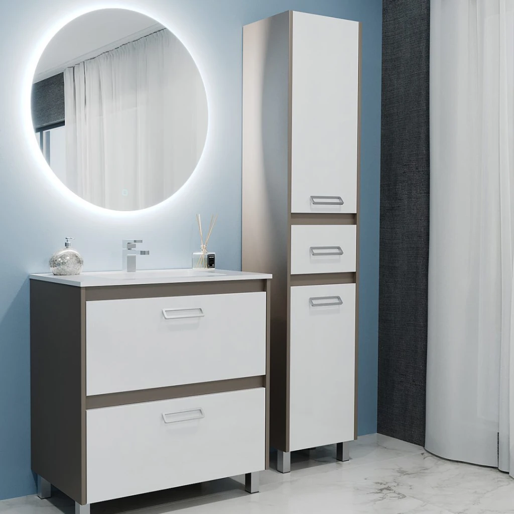 Dulap înalt pentru baie pe pardoseală bayro montana pro 400x1900 universal gri piatra 3