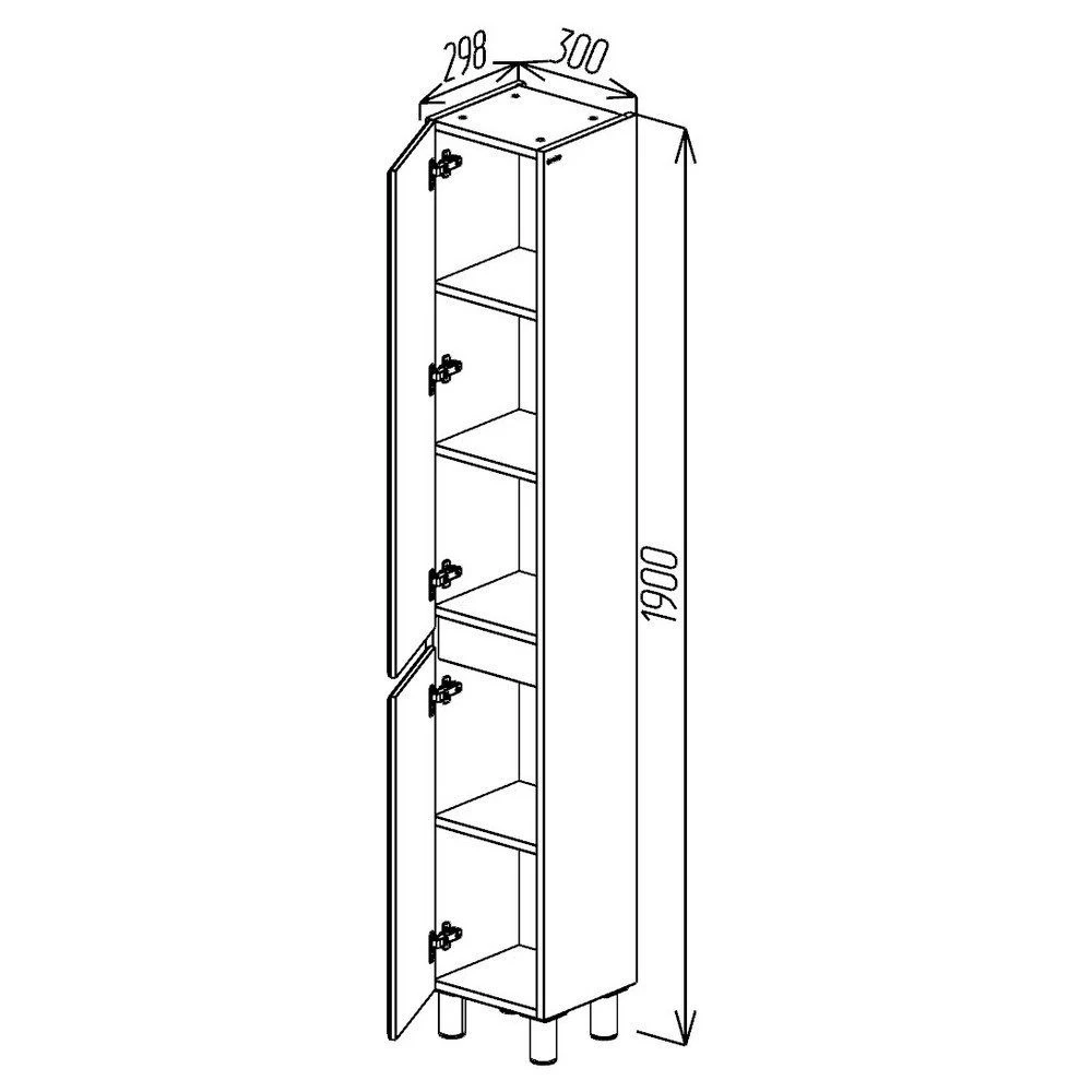 Шкаф-пенал напольный bayro urbano pro 300x1900 универсальный белый структурный 4