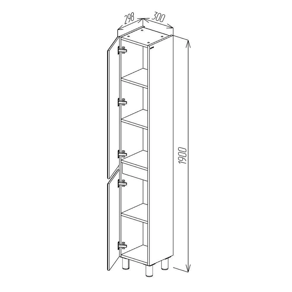 Шкаф-пенал напольный bayro urbano pro 300x1900 универсальный бетон чикаго тёмный 4