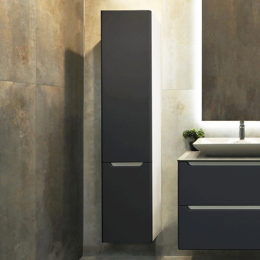 Шкаф-пенал подвесной bayro bergamo 350x1600 правый антрацит мат 2