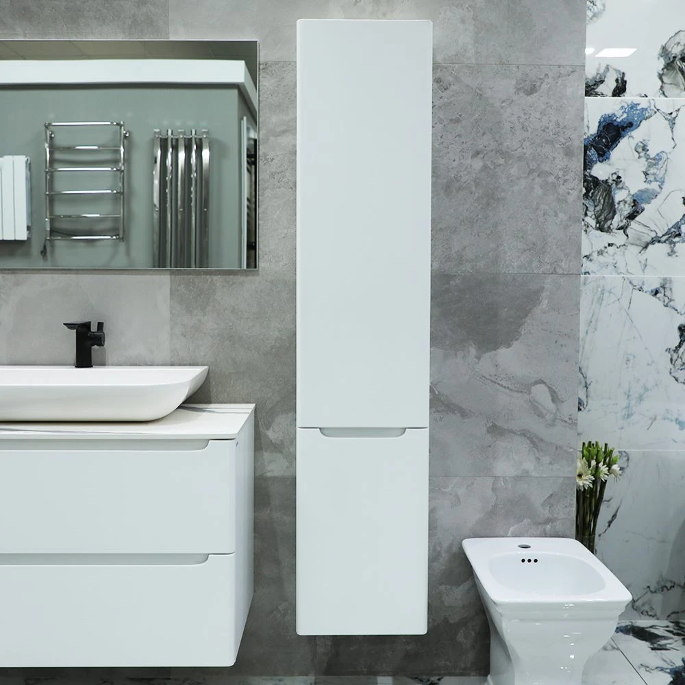 Шкаф-пенал подвесной bayro bergamo 350x1600 правый белый мат 2