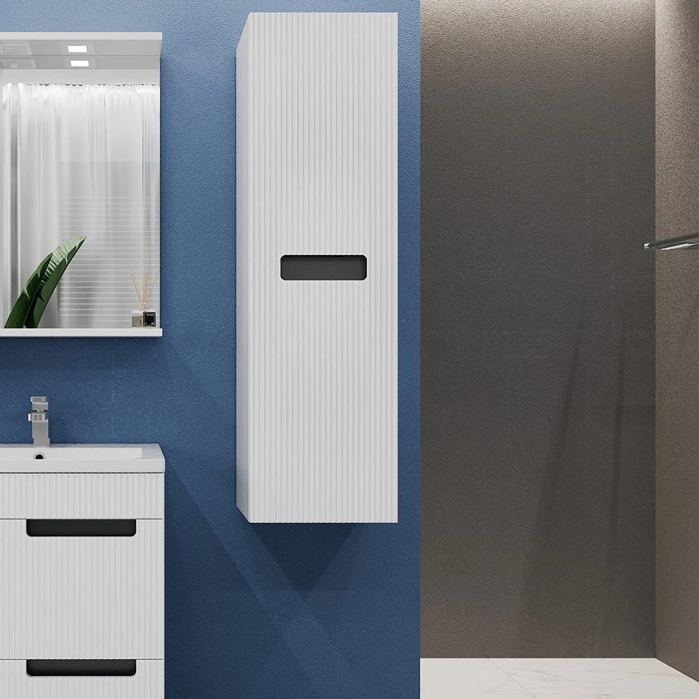 Шкаф-пенал подвесной bayro positano 350x1200 универсальный белый мат 2
