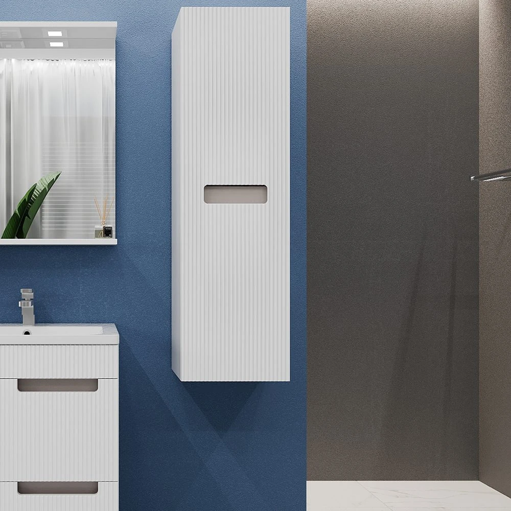 Dulap înalt pentru baie suspendat bayro positano 350x1200 universal alb mat 6