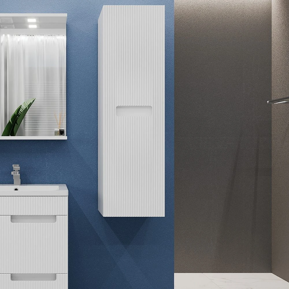 Dulap înalt pentru baie suspendat bayro positano 350x1200 universal alb mat 4
