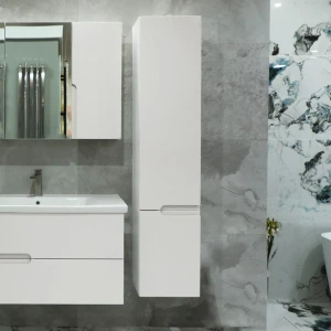 Dulap înalt pentru baie suspendat bayro sorento 350x1600 stâng alb mat