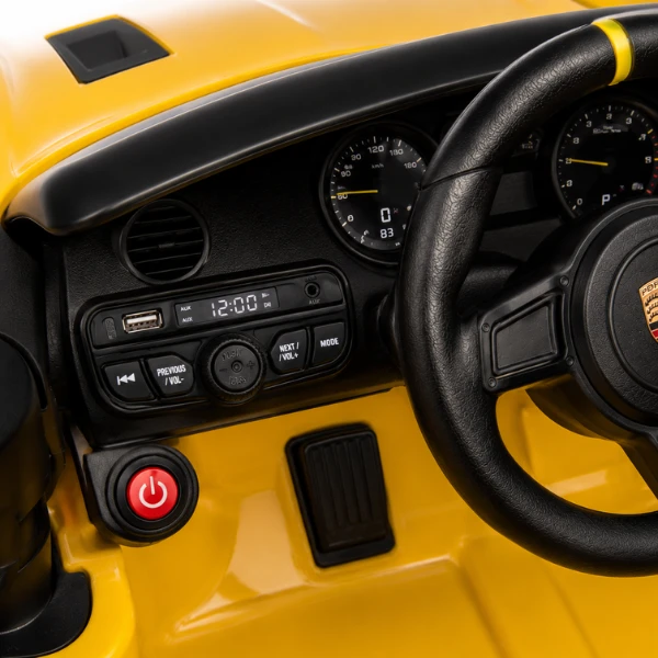 Mașinuță porsche 718 spyder rs, baterie 12v/7ah, 2 motoare de 25w, roti eva, scaun din piele 9