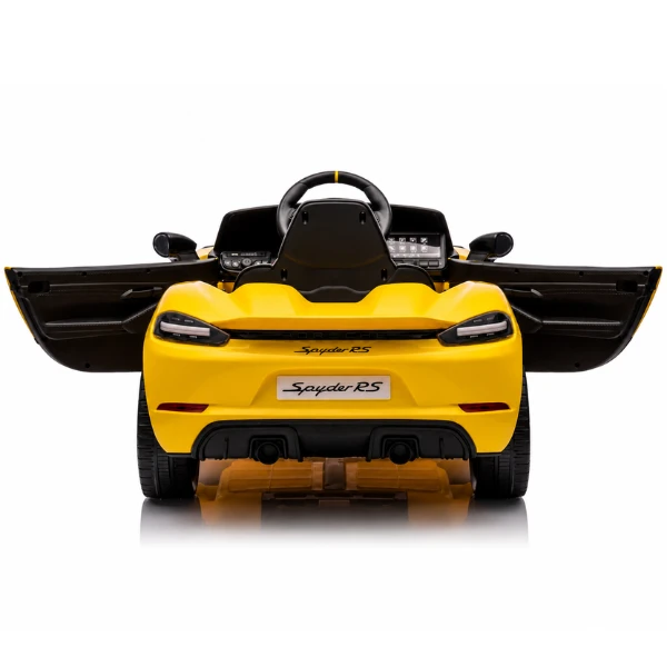 Mașinuță porsche 718 spyder rs, baterie 12v/7ah, 2 motoare de 25w, roti eva, scaun din piele 6
