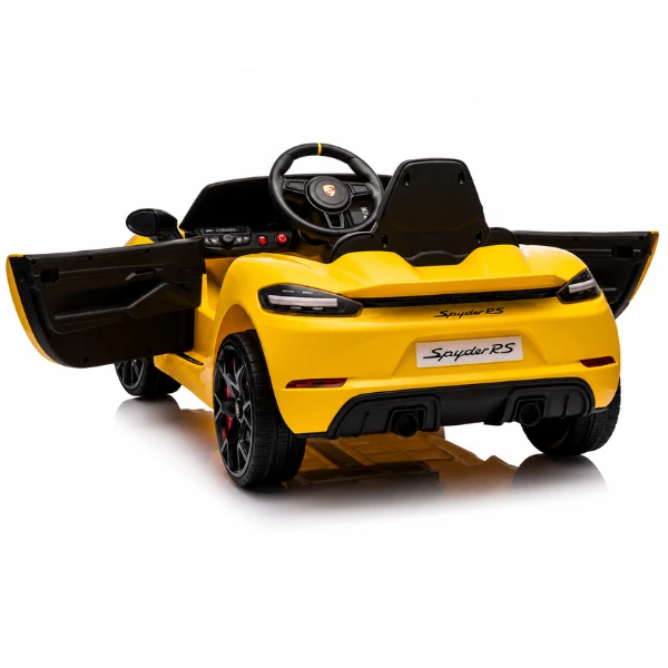 Mașinuță porsche 718 spyder rs, baterie 12v/7ah, 2 motoare de 25w, roti eva, scaun din piele 5