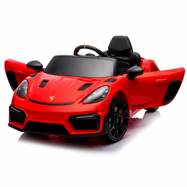 Mașinuță porsche 718 spyder rs, baterie 12v/7ah, 2 motoare de 25w, roti eva, scaun din piele 6