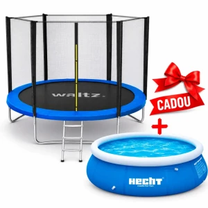 Trambulina 3,05m pe albastru + piscina gonflabila 300 x76 cm hecht 3276 bluesea