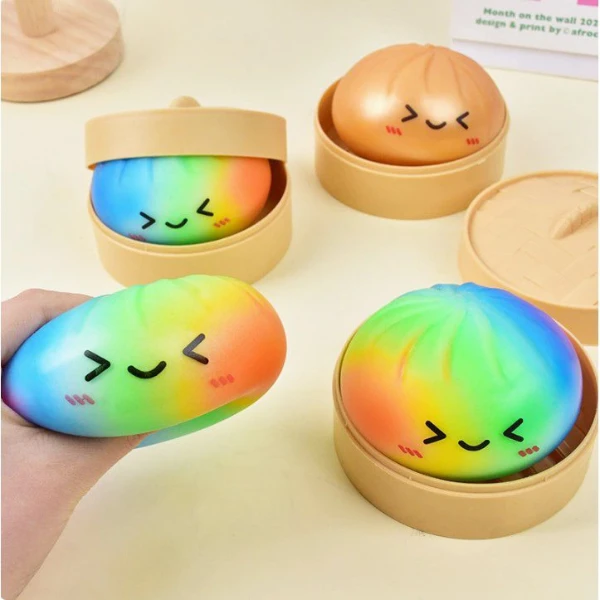 Jucărie antistres moale „flippy squishy: dumpling”, curcubeu, 8.5× 8.5×8.5 cm 6