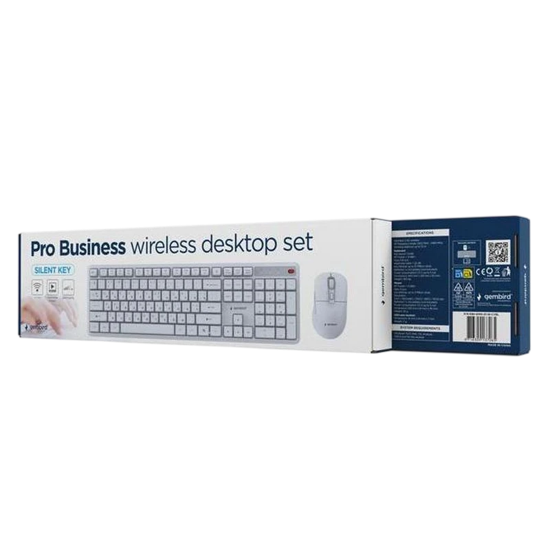 Set tastatură + mouse gembird silent key pro business, fără fir, alb 5