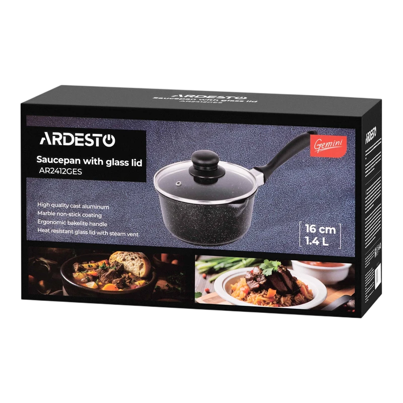 Căuș ardesto ar2412ges, 1,4l, 16cm, negru 5