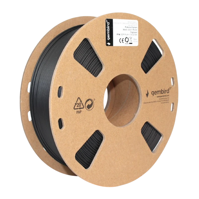 Нить для 3d-принтера gembird 3dp-pla+1.75-02-bk, pla+, черный, 1.75 мм, 1кг 2