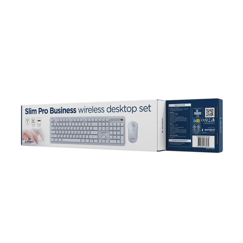 Set tastatură + mouse gembird slim pro business, fără fir, alb 4