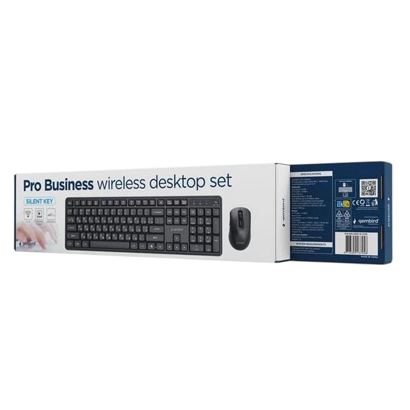 Set tastatură + mouse gembird silent key pro business, fără fir, negru 3