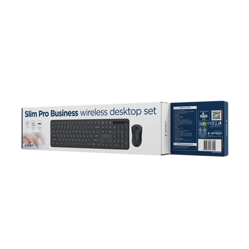 Set tastatură + mouse gembird slim pro business, fără fir, negru 2