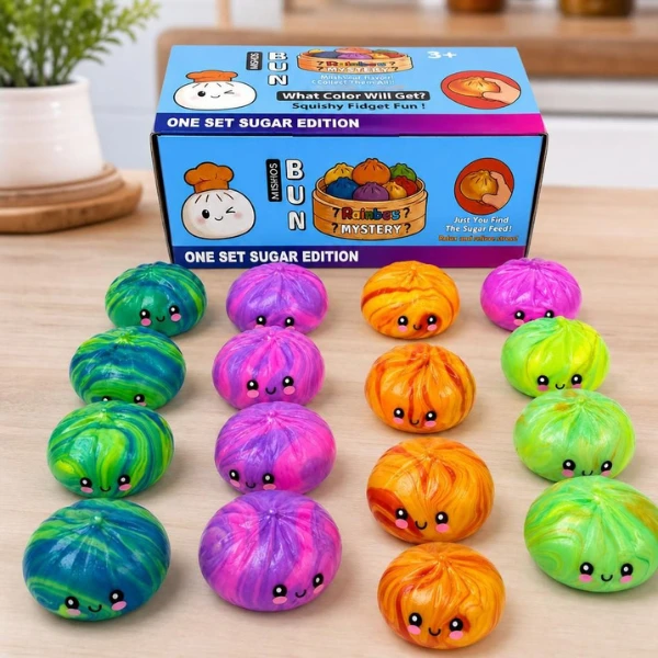 Jucărie antistres moale „flippy squishy: dumpling” multicoloră, 8.5× 8.5×8.5 cm 5