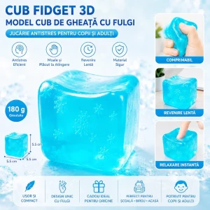 Cub antistres "needoh: flippy ice cube" cu fulgi de nea, 5.5×5.5×5.5 cm Thumbnail 7