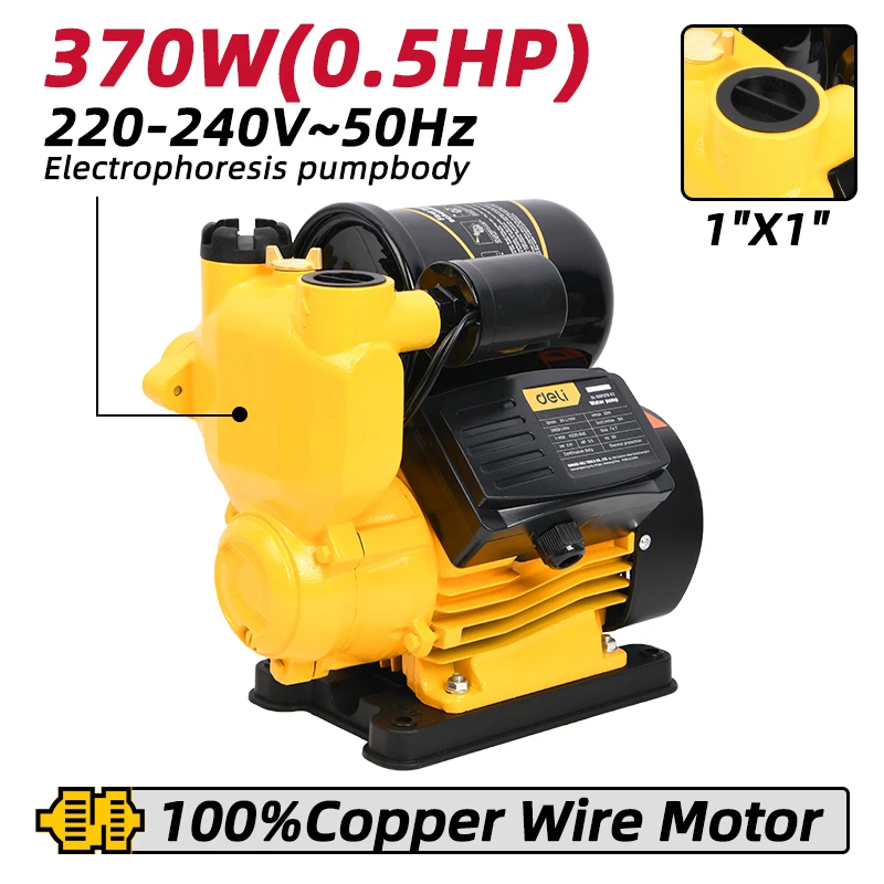 Pompă inteligentă autoamorsantă deli dl-gsp370-e2, 370 w yellow 3