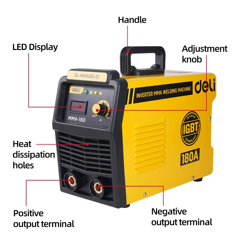 Aparat de sudură mma cu invertor deli dl-mma180-e1, 180 a 4