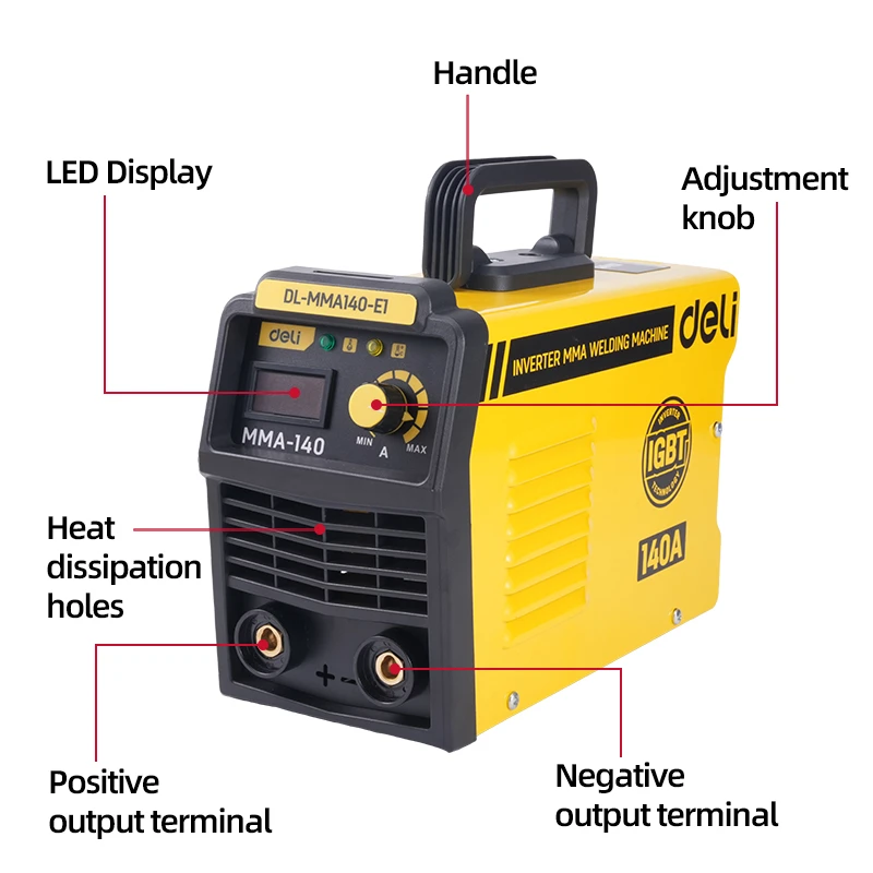 Aparat de sudură mma cu invertor deli dl-mma140-e1, 140 a 3