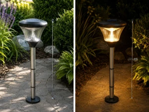 Lampă solară de grădină pe suport, înălțime 80 cm