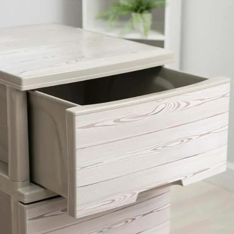 Comod din plastic cu 4 sertare – model lemn-alb (123093) 4