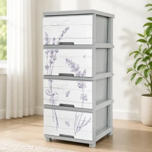 Comod din plastic cu 4 sertare – model lavandă (123093)