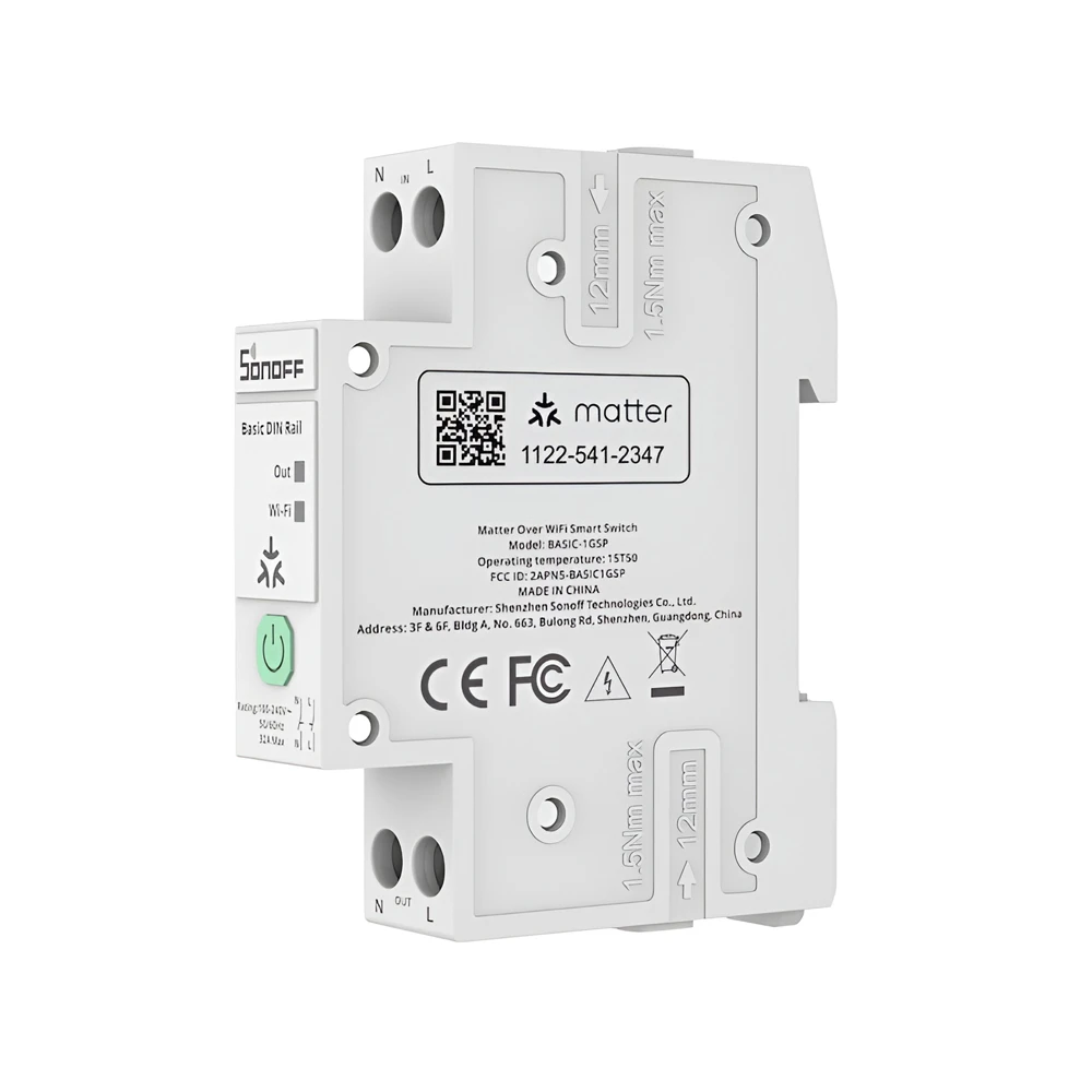 Умный din-рейковый выключатель sonoff matter over wi-fi basic-1gsp 2