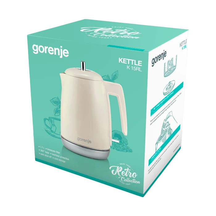 Электрочайник gorenje k15rl, бежевый 2