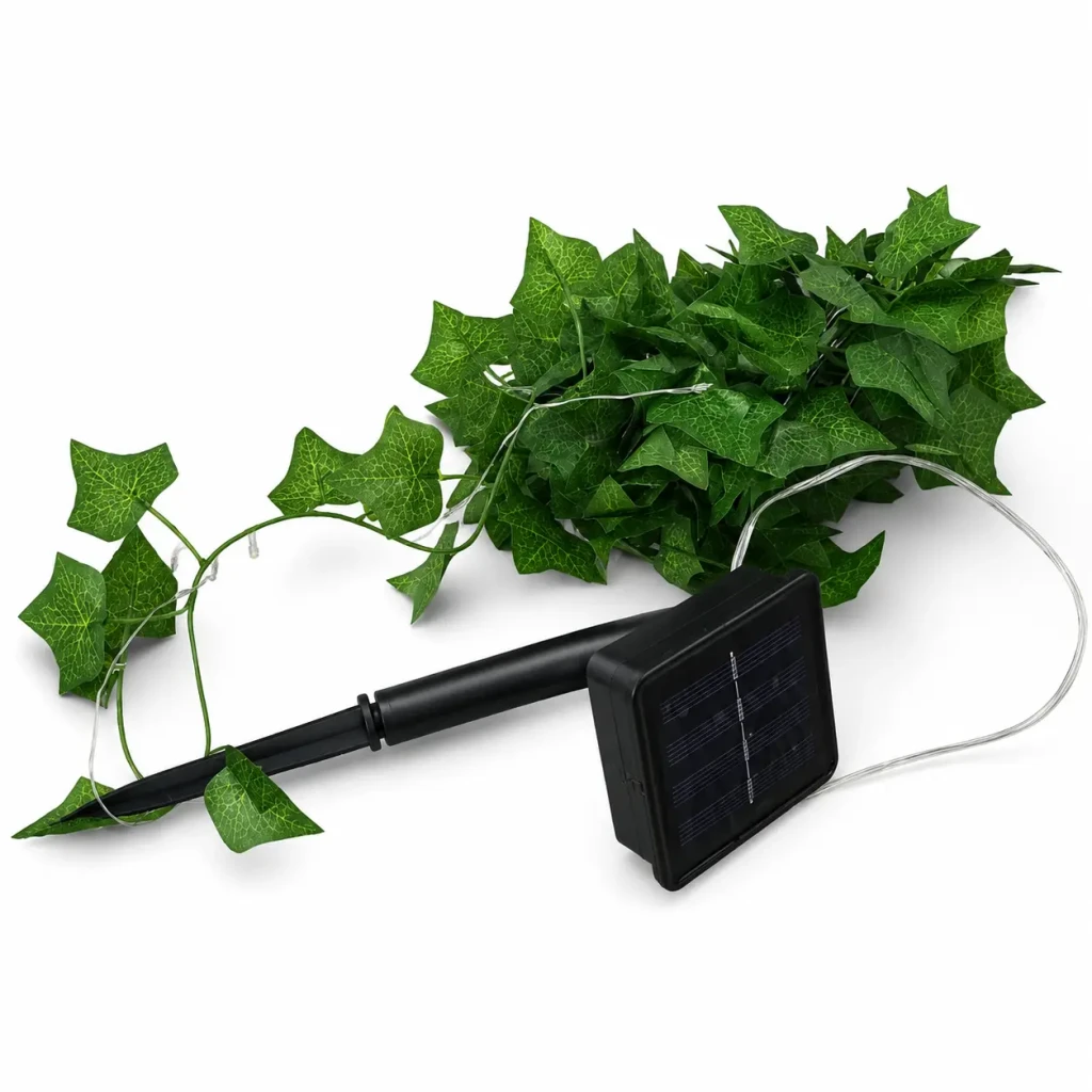 Ghirlandă cu panou solar 12m cu frunze verzi 6
