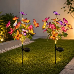 Lămpi cu panou solar model fluture, 2 buc